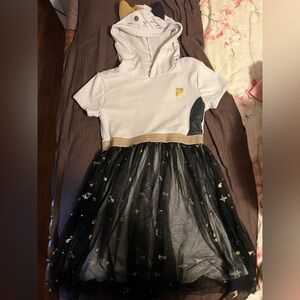 Squishmallows Cam The Cat Girls' Short Sleeve Hooded Tulle Skirt Dress (L)